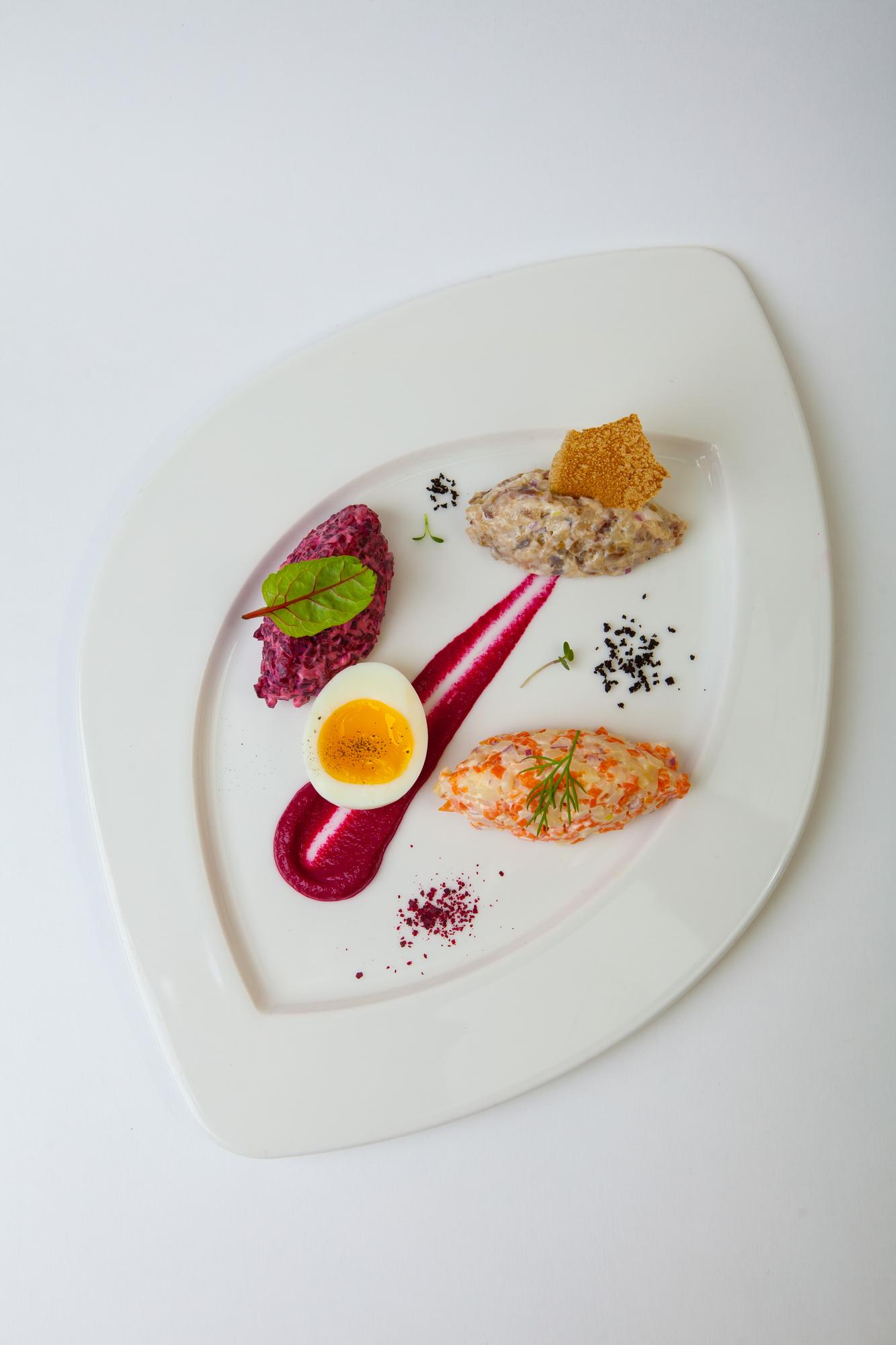 Closeup plated main course